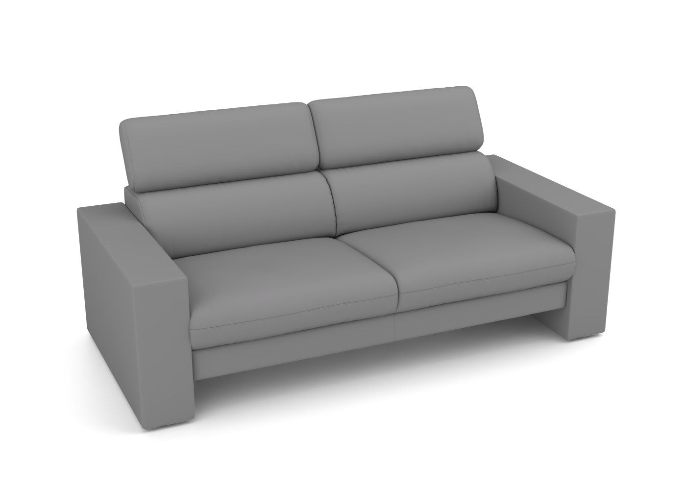 Graues 3-Sitzer Sofa "Mars" mit klappbaren Armlehnen und Kissen.